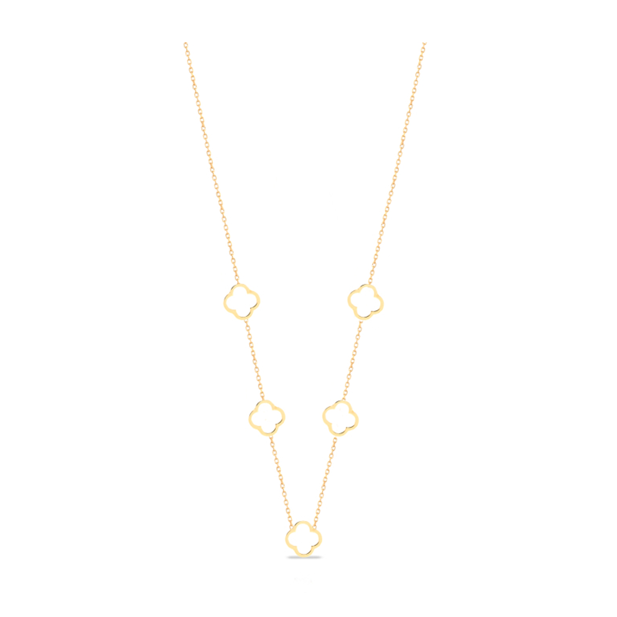 گردنبند طلا زنانه طرح ونکلیف خالی 5 تایی قو طلایی کد N051814-1.70