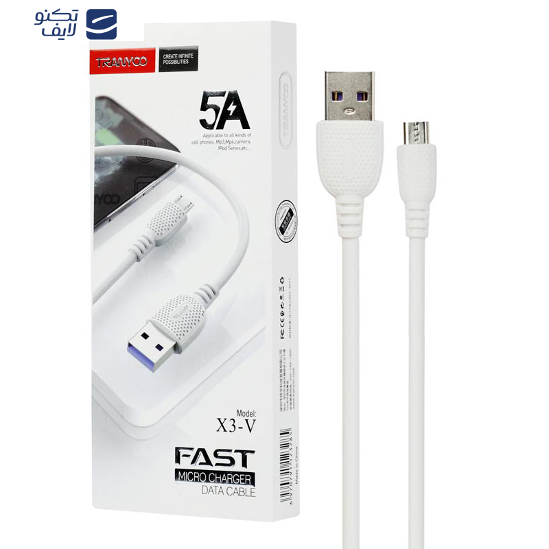کابل تبدیل USB به microUSB ترانیو مدل X3-V طول 1 متر