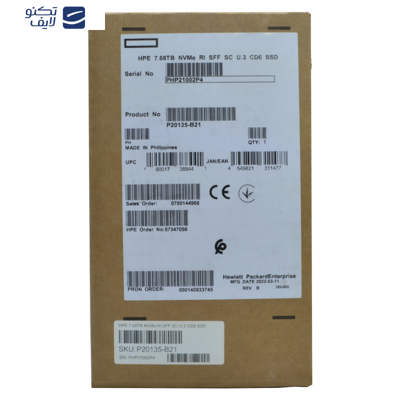 اس اس دی اینترنال اچ پی ای مدل  Retail Pack مدل P20135-B21 NVMe ظرفیت 7.68 ترابایت