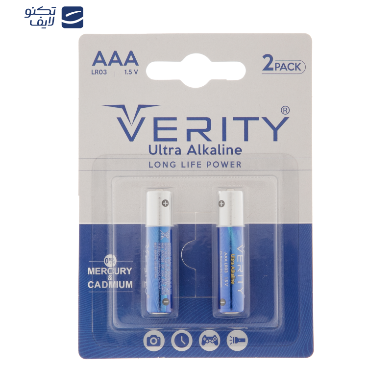 باتری نیم قلمی وریتی مدل LR03-U Ultra Alkaline بسته دو عددی