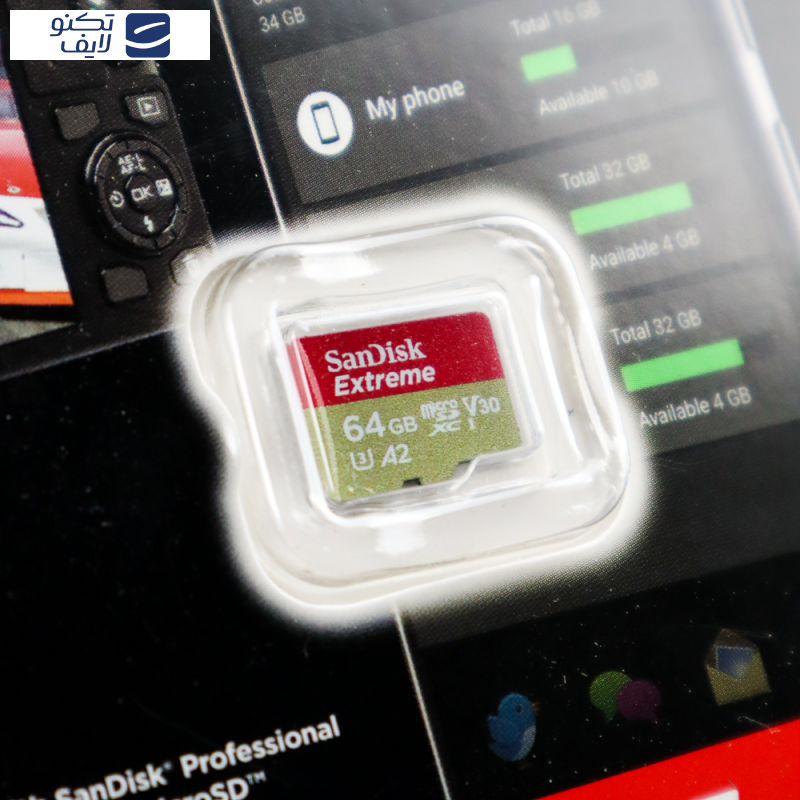 کارت حافظه سن دیسک microSDXC مدل Extreme کلاس A2 استاندارد UHS-I U3 سرعت 170MBps ظرفیت 64 گیگابایت