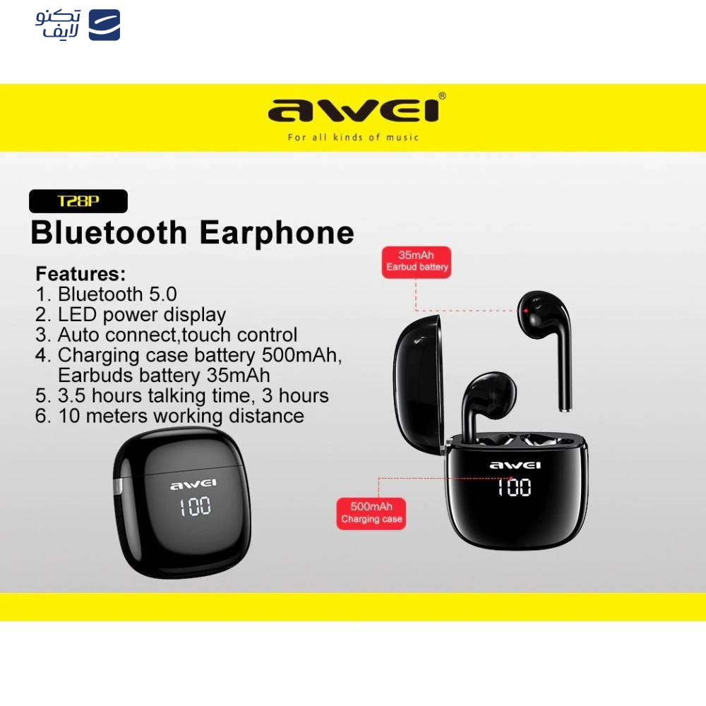 هندزفری بی سیم اوی مدل Awei T28s with LED Display