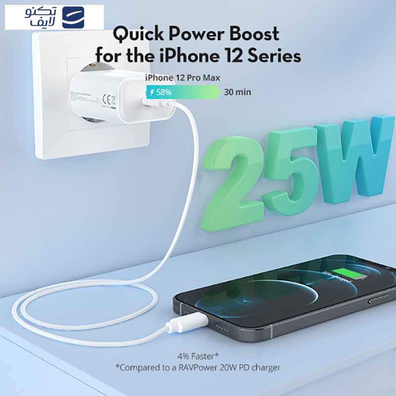 شارژر دیواری 25 وات راو پاور مدل RP-PC156