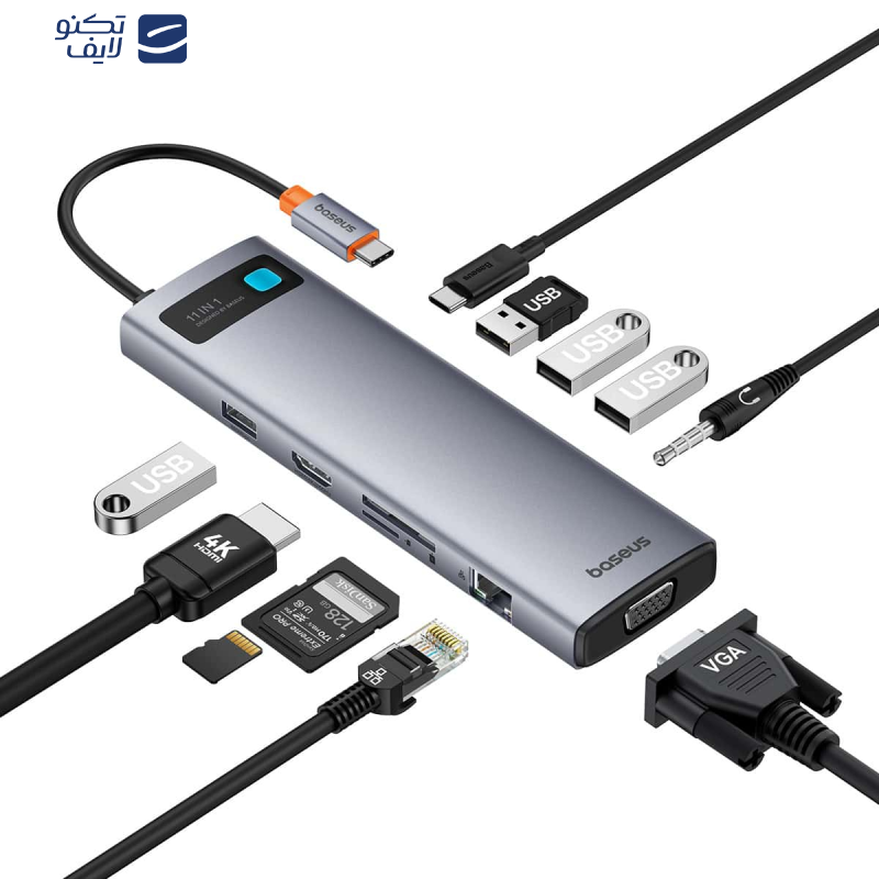 هاب 11 پورت USB-C بیسوس مدل Clarity 4K@60HZ