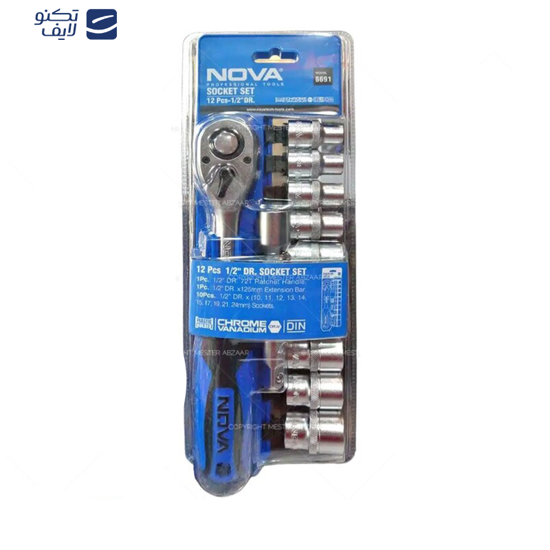 آچار بکس نووا کد 6691 درایو 1/2 اینچ مجموعه 12 عددی 