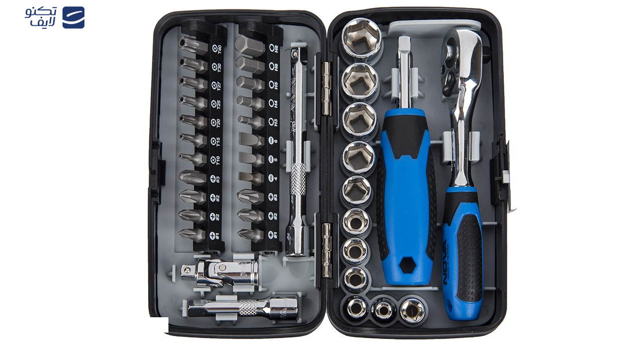 مجموعه 38 عددی سری بکس و پیچ گوشتی نووا مدل NTS7303