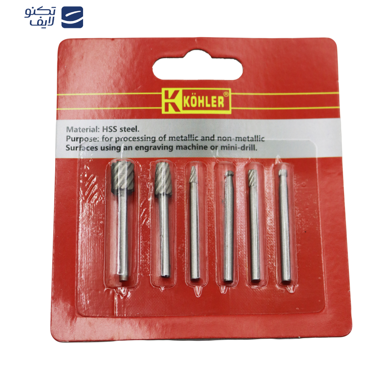 فرز چوب ساب الماسه کوهلر مدل شیار باز کد YP-3.17MM-4CM مجموعه 6 عددی