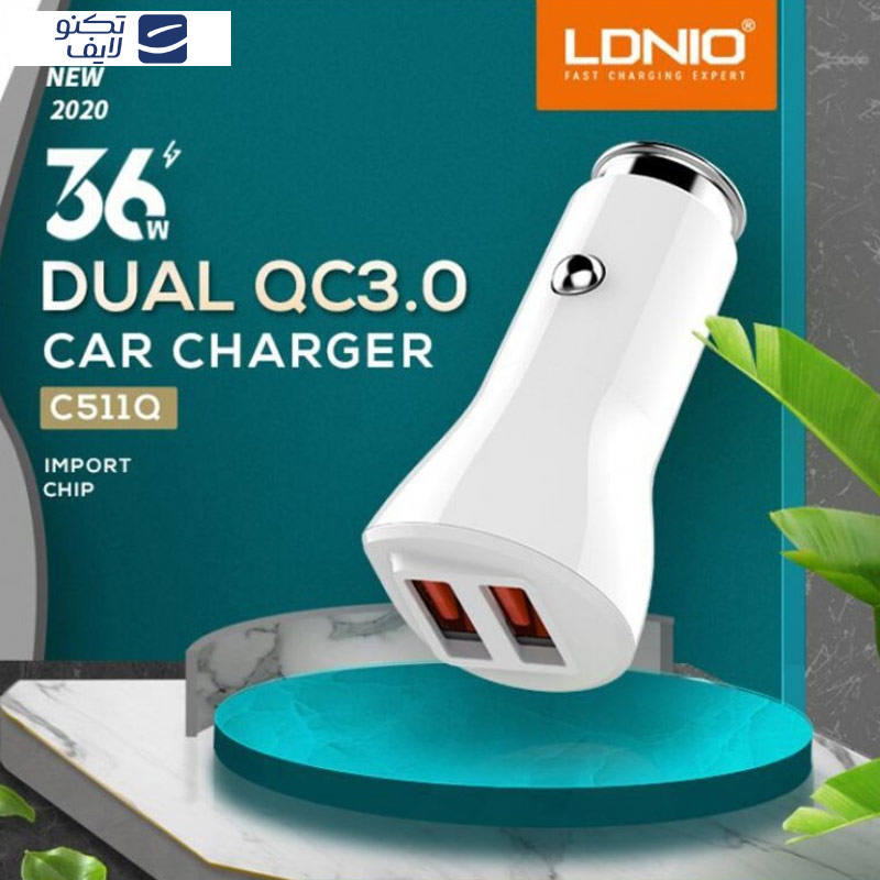 شارژر فندکی الدینیو مدل C511Q به همراه کابل تبدیل microUSB