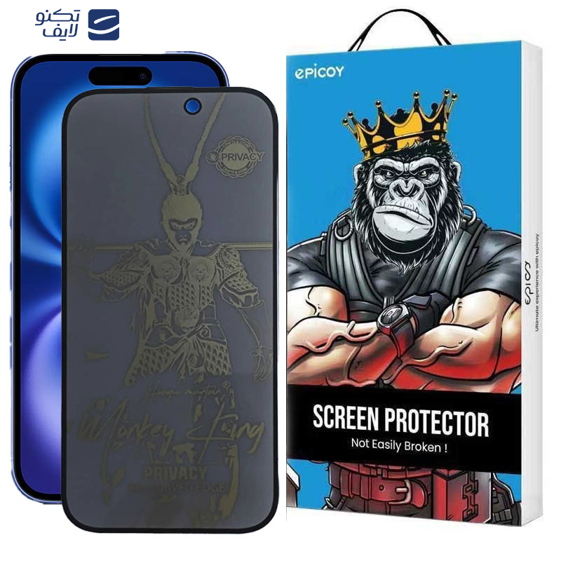 محافظ صفحه نمایش حریم شخصی اپیکوی مدل wukong privacy مناسب برای گوشی موبایل اپل iPhone 16/15/14 Pro
