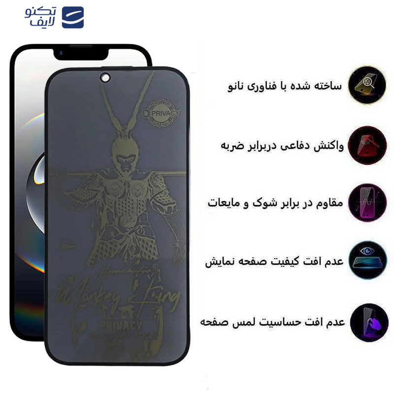 محافظ صفحه نمایش حریم شخصی اپیکوی مدل wukong privacy مناسب برای گوشی موبایل اپل iPhone 16e/13/13 Pro/14