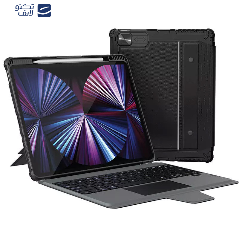 کیف کلاسوری کیبورد دار نیلکین مدل Bumper Combo Backlit Keyboard مناسب برای تبلت اپل (2022 / 2021 / 2020) iPad Air13 (2025) / iPad Air13 (2024) /iPad 12.9
