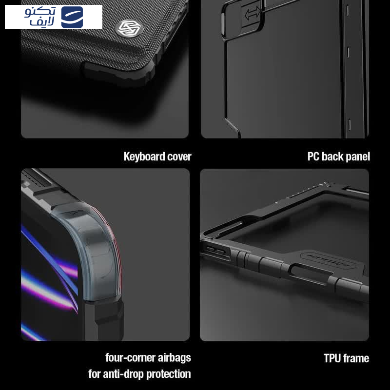 کیف کلاسوری کیبورد دار نیلکین مدل Bumper Go Keyboard مناسب برای تبلت اپل (2022 / 2021 / 2020) iPad Air13(2025) / iPad Air13(2024) /iPad 12.9