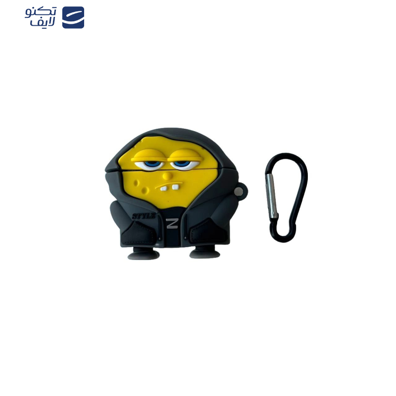 کاور مدل فانتزی طرح باب اسفنجی مناسب برای کیس اپل AirPods 4 به همراه آویز