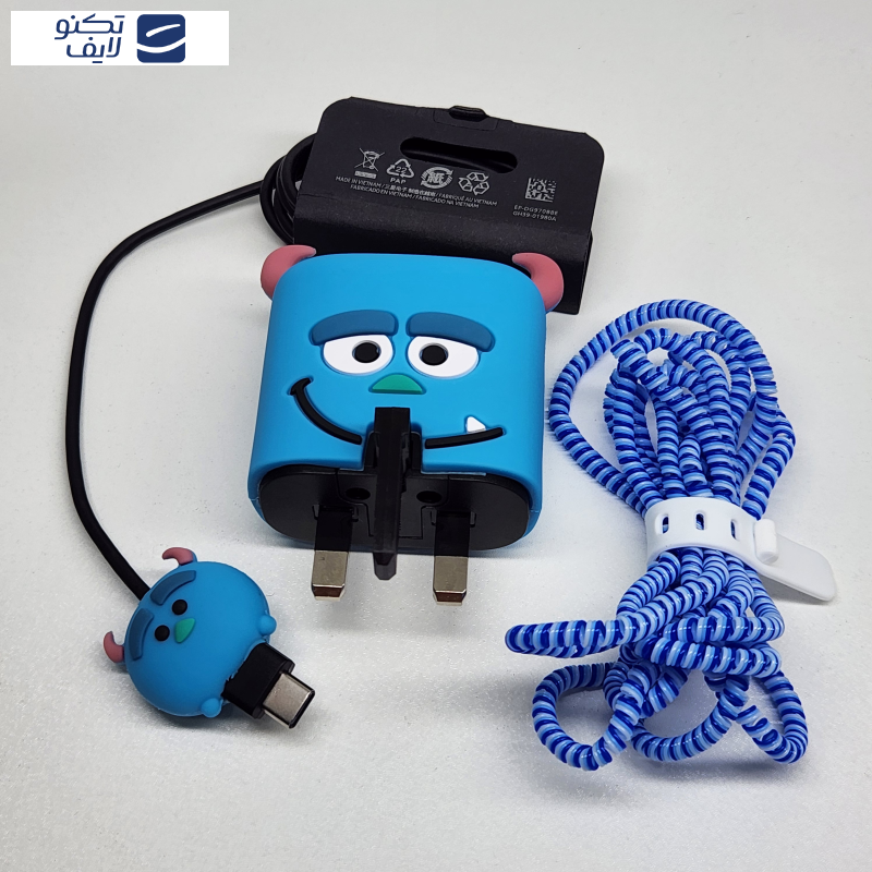 محافظ کابل مدل فانتزی طرح سالیوان به همراه محافظ شارژ دیواری مجموعه 4 عددی