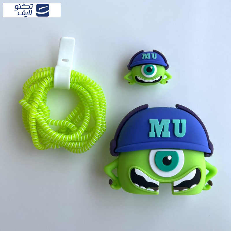 محافظ کابل طرح فانتزی مدل مایک به همراه محافظ شارژر دیواری مجموعه 4 عددی