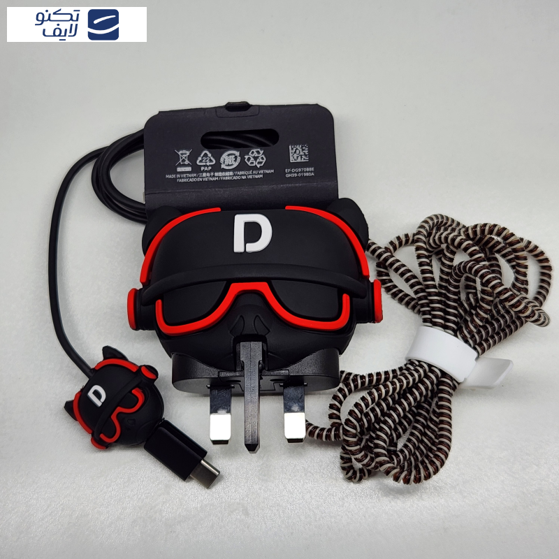 محافظ کابل مدل فانتزی طرح سگ به همراه محافظ شارژ دیواری مجموعه 4 عددی