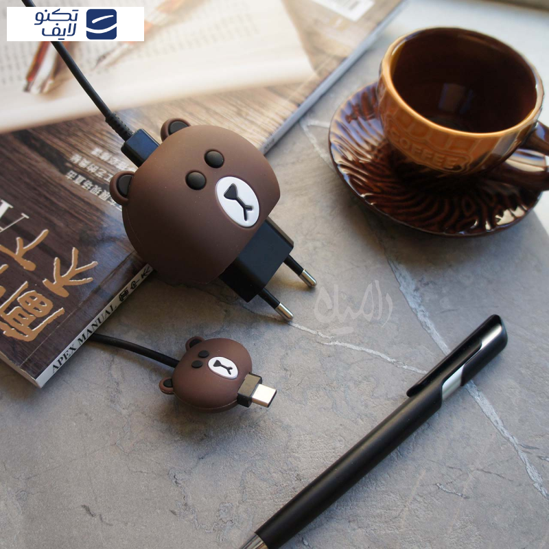محافظ کابل طرح فانتزی خرس مدل Teddy-Cover به همراه محافظ شارژر دیواری مجموعه 4 عددی