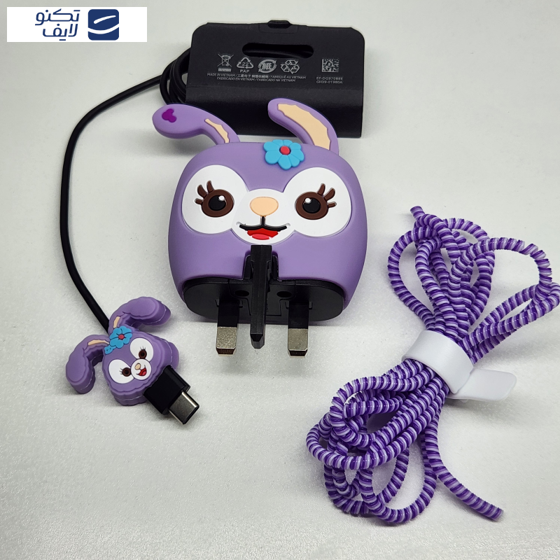 محافظ کابل مدل فانتزی طرح خرگوش به همراه محافظ شارژ دیواری مجموعه 4 عددی