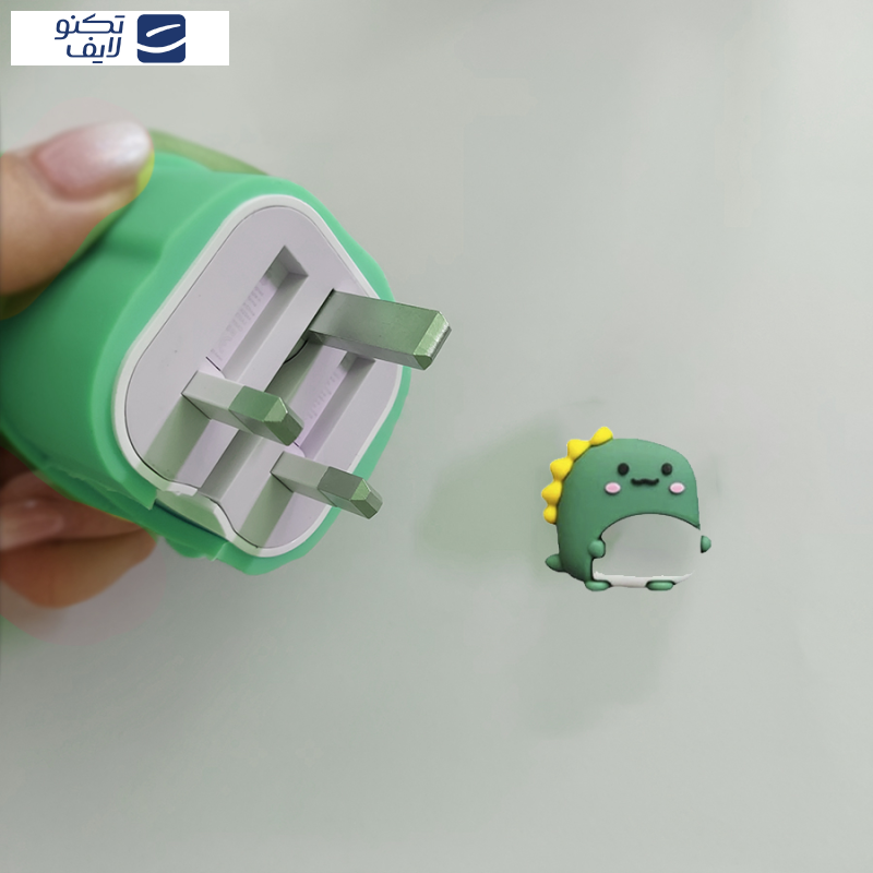 محافظ کابل و محافظ شارژر دیواری طرح فانتزی مدل دایناسور کد202 مناسب شارژر 20 وات اپل مجموعه 4 عددی