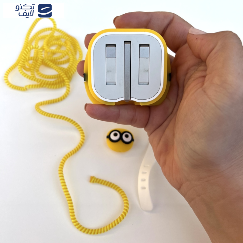 کاور مدل محافظ کابل و شارژر طرح مینیون‌ مجموعه ۴ عددی مناسب برای شارژر 20W اپل