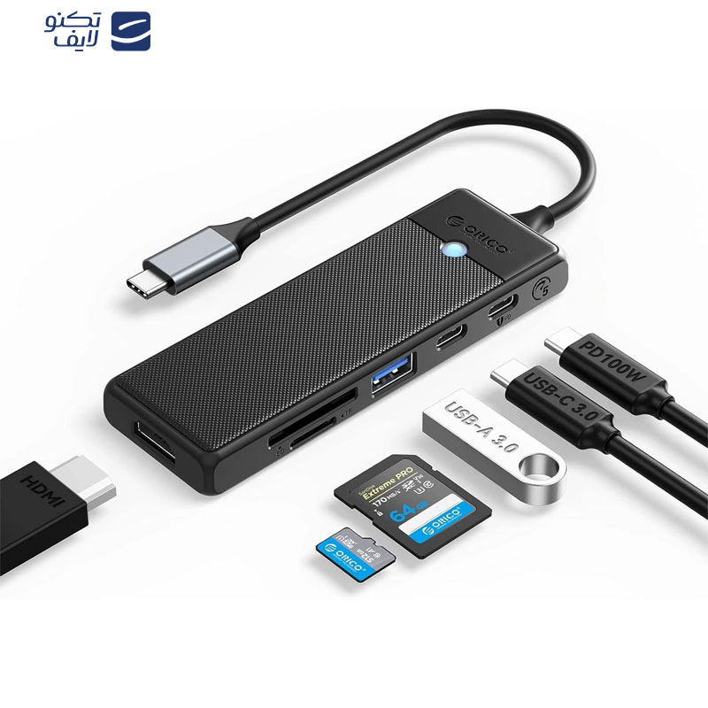 هاب 6 پورت USB-C اوریکو مدل PWD-6PS