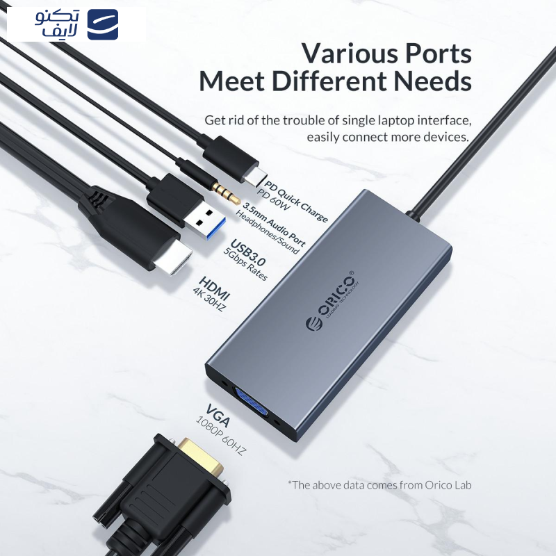 هاب 5 پورت USB-C اوریکو مدل MC-U501P