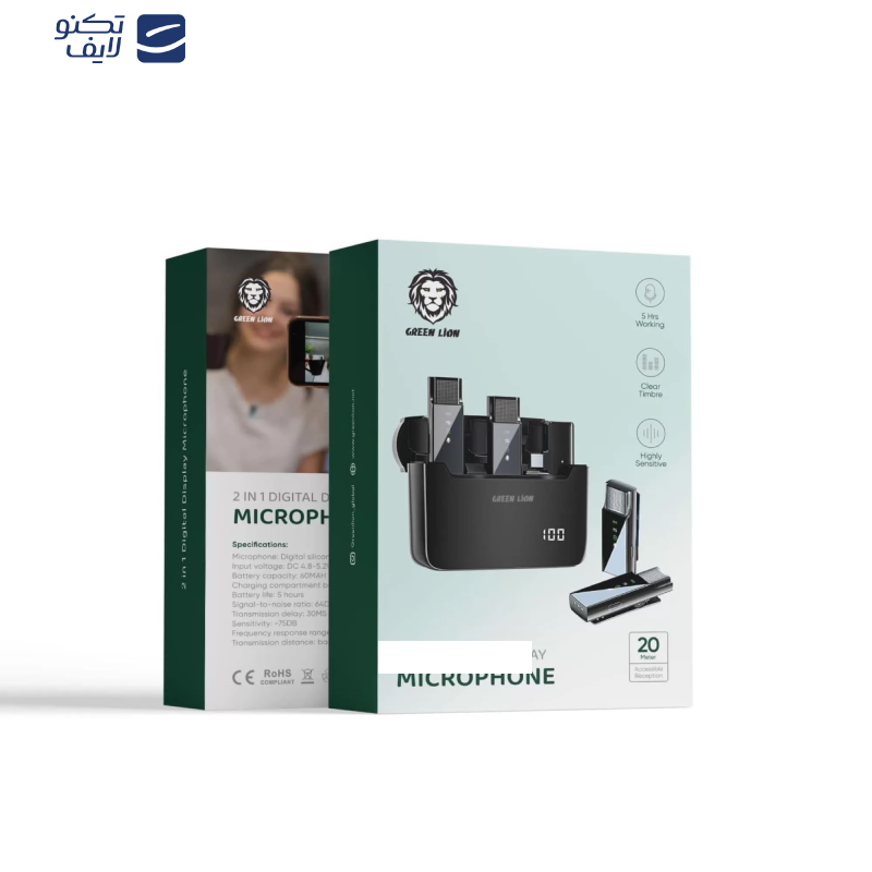 میکروفن بی سیم گرین لاین مدل 2in1 DIGITAL DISPLAY LITHTNING