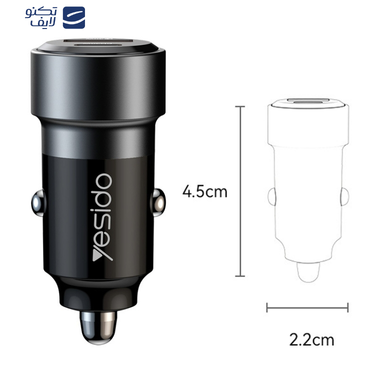 شارژر فندکی 60 وات یسیدو مدل Y55 به همراه کابل USB-C