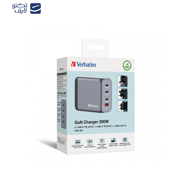شارژر دیواری 200 وات 4 پورت ورباتیم مدل GNC-200