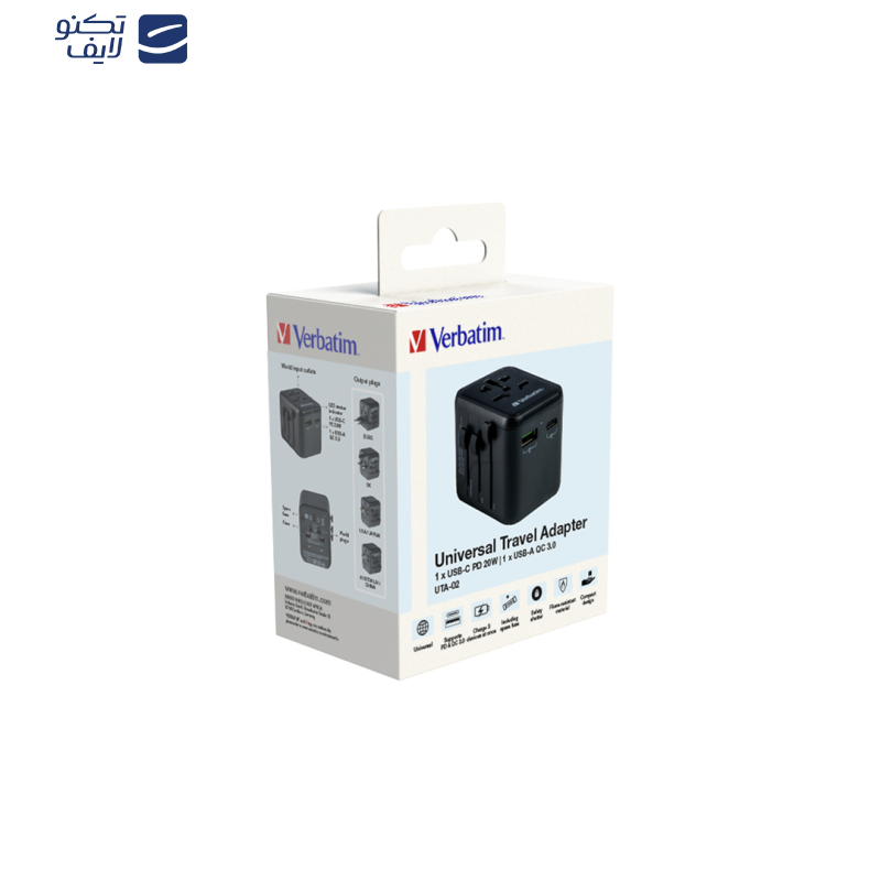 شارژر دیواری 20 وات 2 پورت ورباتیم مدل UTA-02