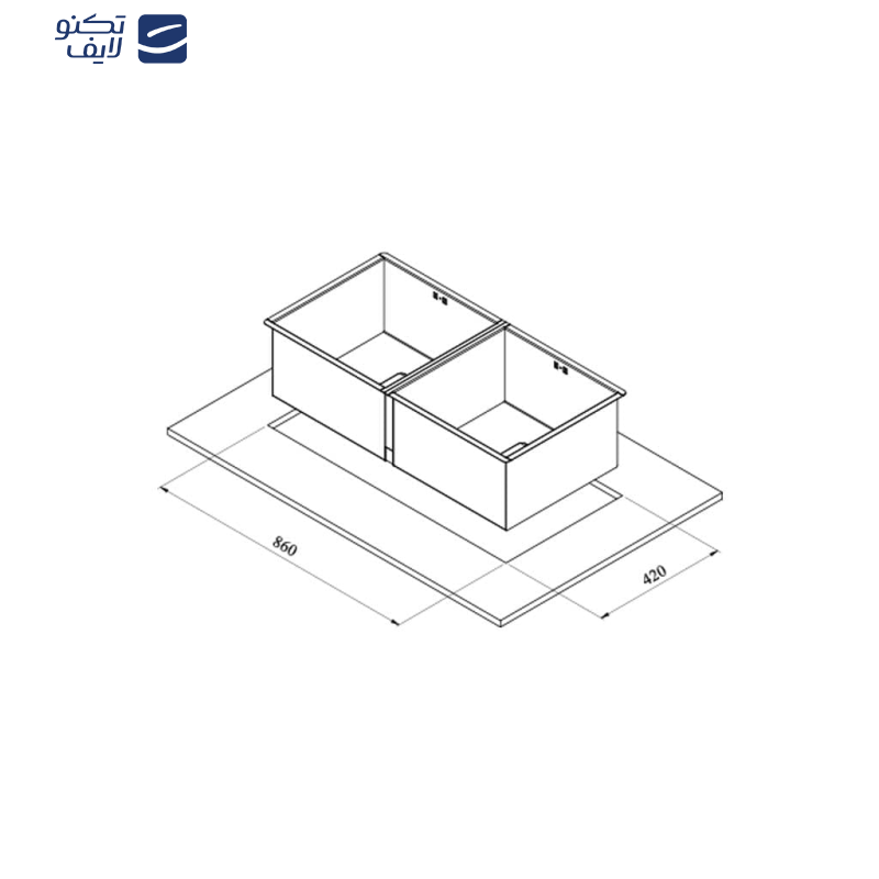 سینک ظرفشویی استیل توکار دو لگنه کن مدل BCN 88