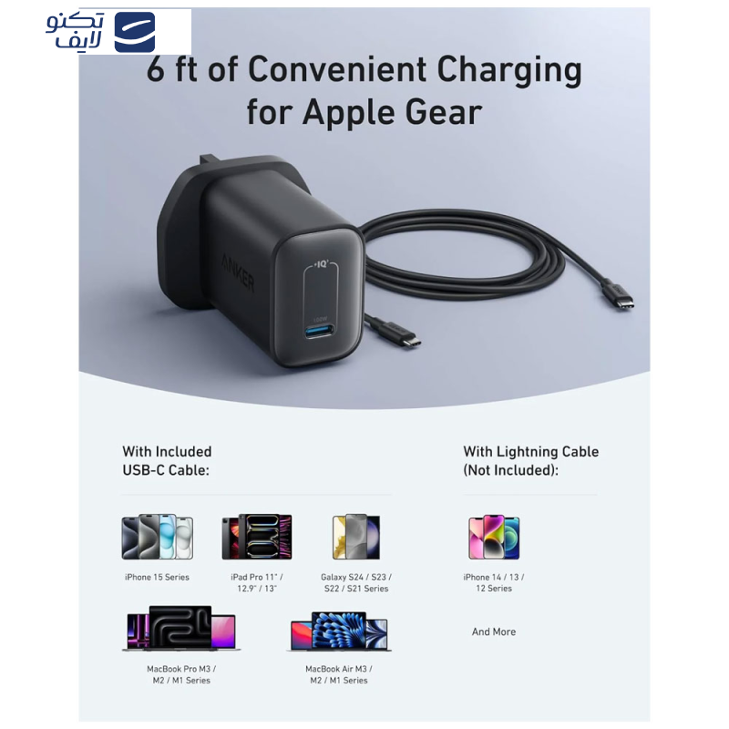 شارژر دیواری 100 وات انکر مدل B2679 به همراه کابل USB-C به طول 1.8 متر شارژر دیواری 100 وات انکر مدل B2679 به همراه کابل USB-C به طول 1.8 متر