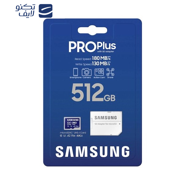 کارت حافظه microSDXC سامسونگ مدل Pro Plus کلاس 10 استاندارد UHS-I U3 سرعت 180MBps ظرفیت 512 گیگابایت