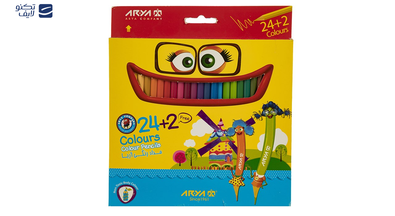 مداد رنگی 2+24 رنگ آریا مدل 3017