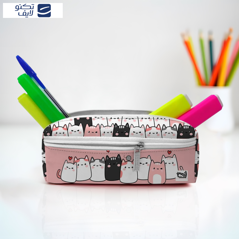 جامدادی مستر راد مدل سه زیپ طرح گربه فانتزی کد fiory 2515