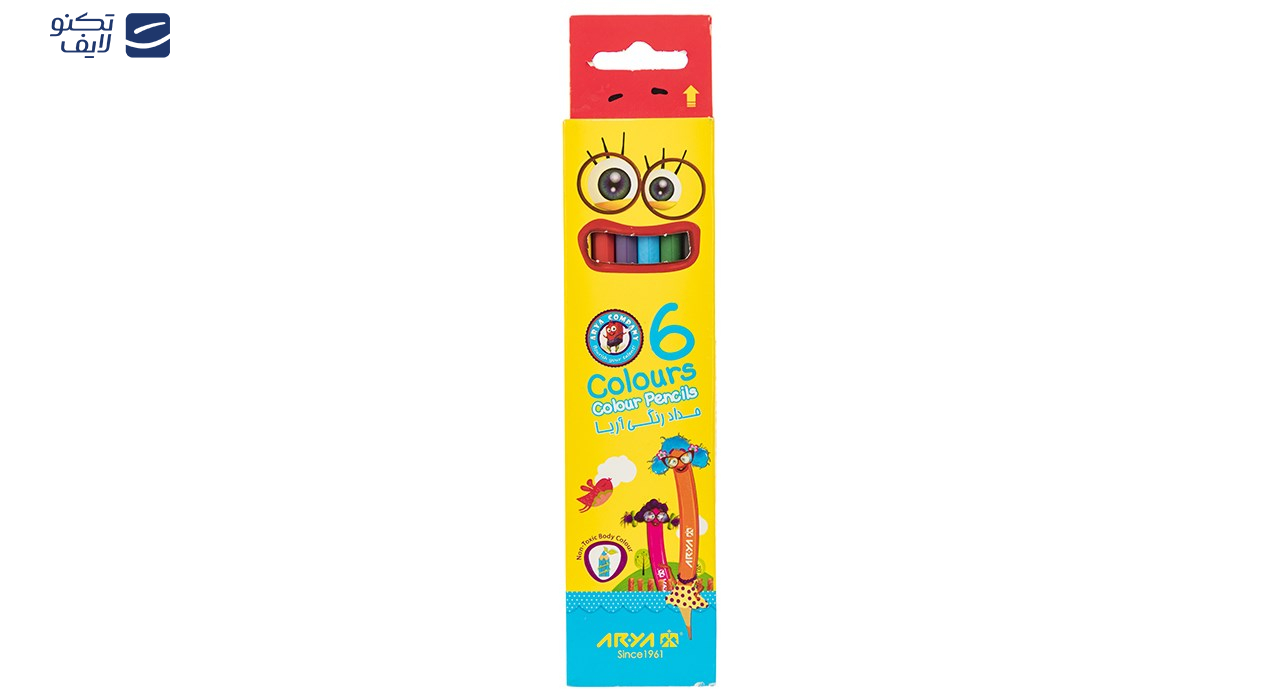 مداد رنگی 6 رنگ آریا مدل 3011