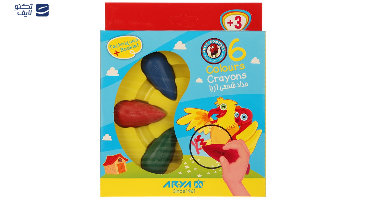 مداد شمعی 6 رنگ آریا مدل 2054