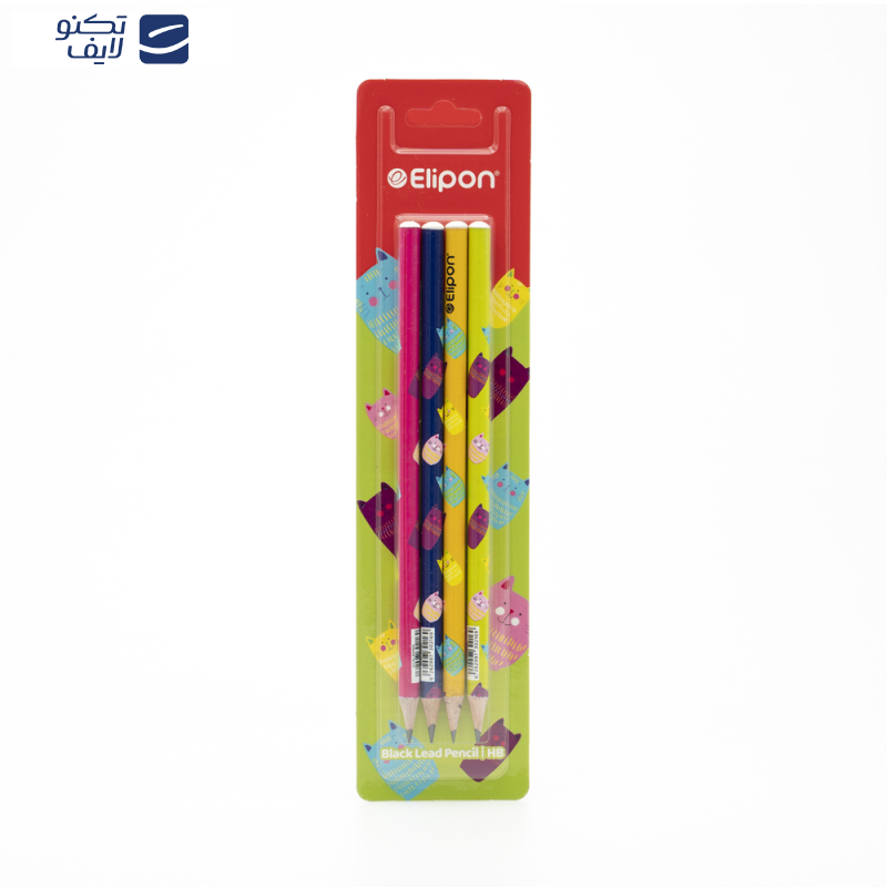 مداد مشکی الیپون طرح WILLOW کد 8101840 بسته 4 عددی