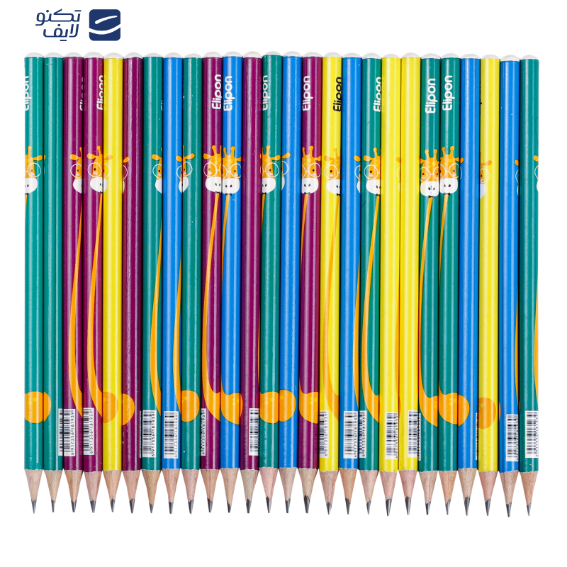  مداد مشکی الیپون مدل فانتزی گرد ماگ کد 8101213 بسته 72 عددی 