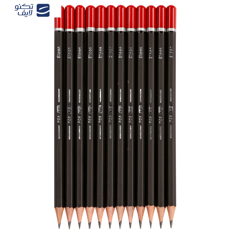 مداد مشکی الیپون مدل کلاسیک شش گوش کد 8110001 بسته 12 عددی