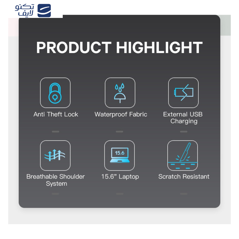 کوله پشتی لپ تاپ بنج مدل BN22188 مناسب برای لپ تاپ 13 تا 15 اینچی