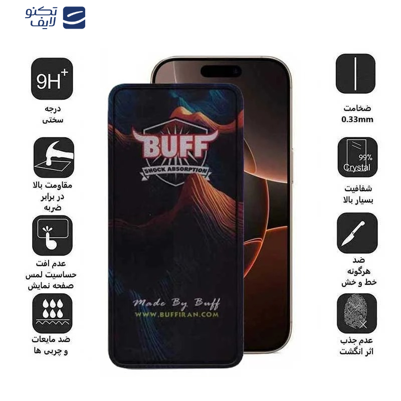 محافظ صفحه نمایش 5D بوف مدل 5D Mountain-Guarantee مناسب برای گوشی موبایل اپل iPhone 15 Pro 