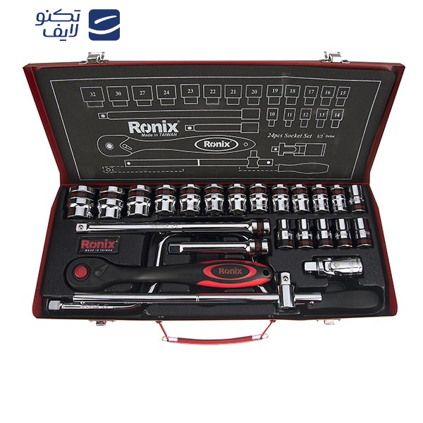 مجموعه 24 عددی آچار بکس رونیکس مدل RH-2624 با سری های شش گوشه