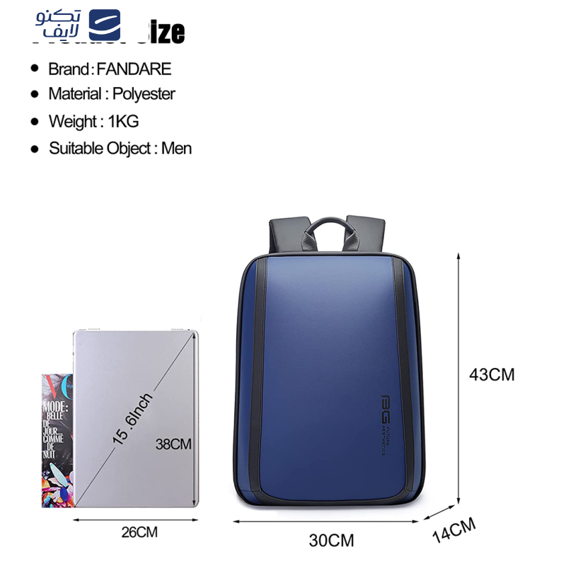 کوله پشتی لپ تاپ بنج مدل BN-2809 مناسب برای لپ تاپ تا 14 اینچی