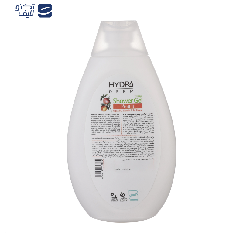 شامپو بدن کرمی هیدرودرم مدل Peach مناسب انواع پوست حجم 500 میلی لیتر