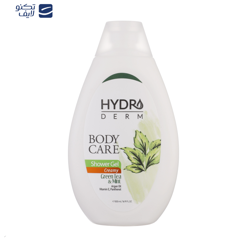شامپو بدن هیدرودرم مدل Green Tea and Mint مناسب انواع پوست حجم 500 میلی لیتر