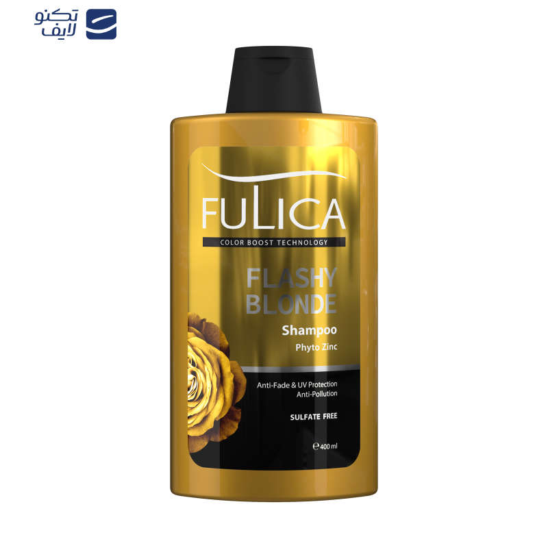 شامپو تثبیت کننده رنگ مو فولیکا مدل FLASHY BLONDE مناسب موهای رنگ شده حجم 400 میلی لیتر
