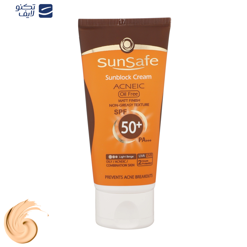 کرم ضدآفتاب و آنتی‌آکنه رنگی سان‌سیف مدل SPF50، مناسب پوست‌های چرب، حجم 50 میلی‌لیتر