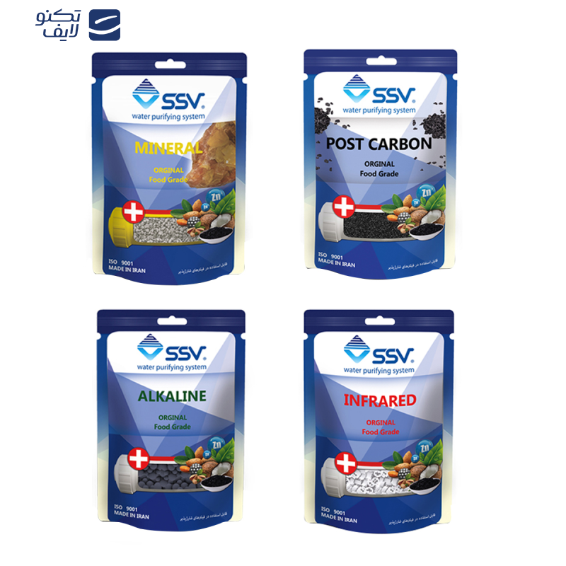 فیلتر دستگاه تصفیه آب اس اس وی مدل P.M.A.I مجموعه 4 عددی به همراه شارژ یدک وزن 140 گرم مجموعه 4 عددی