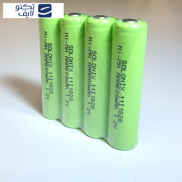 باتری نیم قلمی قابل شارژ سولونیکس مدل Ni-MH 600mAh FLAT مجموعه 4 عددی